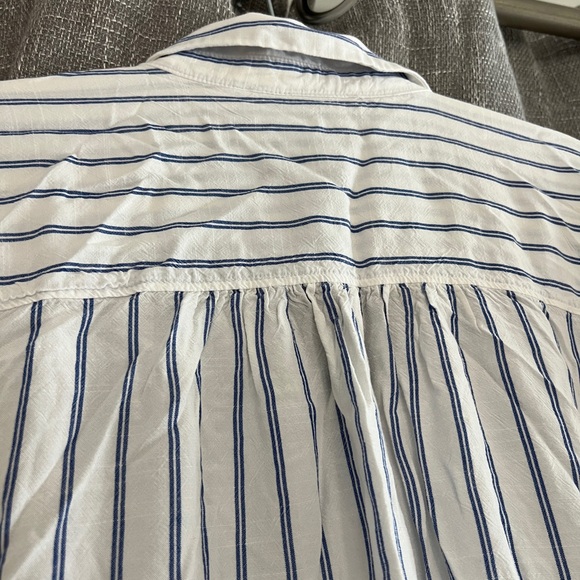 LOFT Blue and White Casual Button Down Shirt - Picture 8 of 11